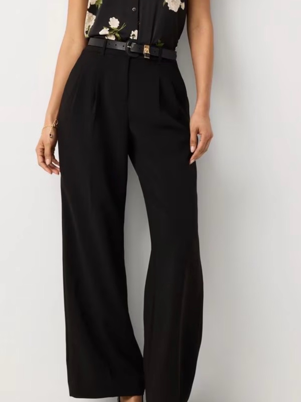 Mango Black Wide-Leg High-Waist Trousers